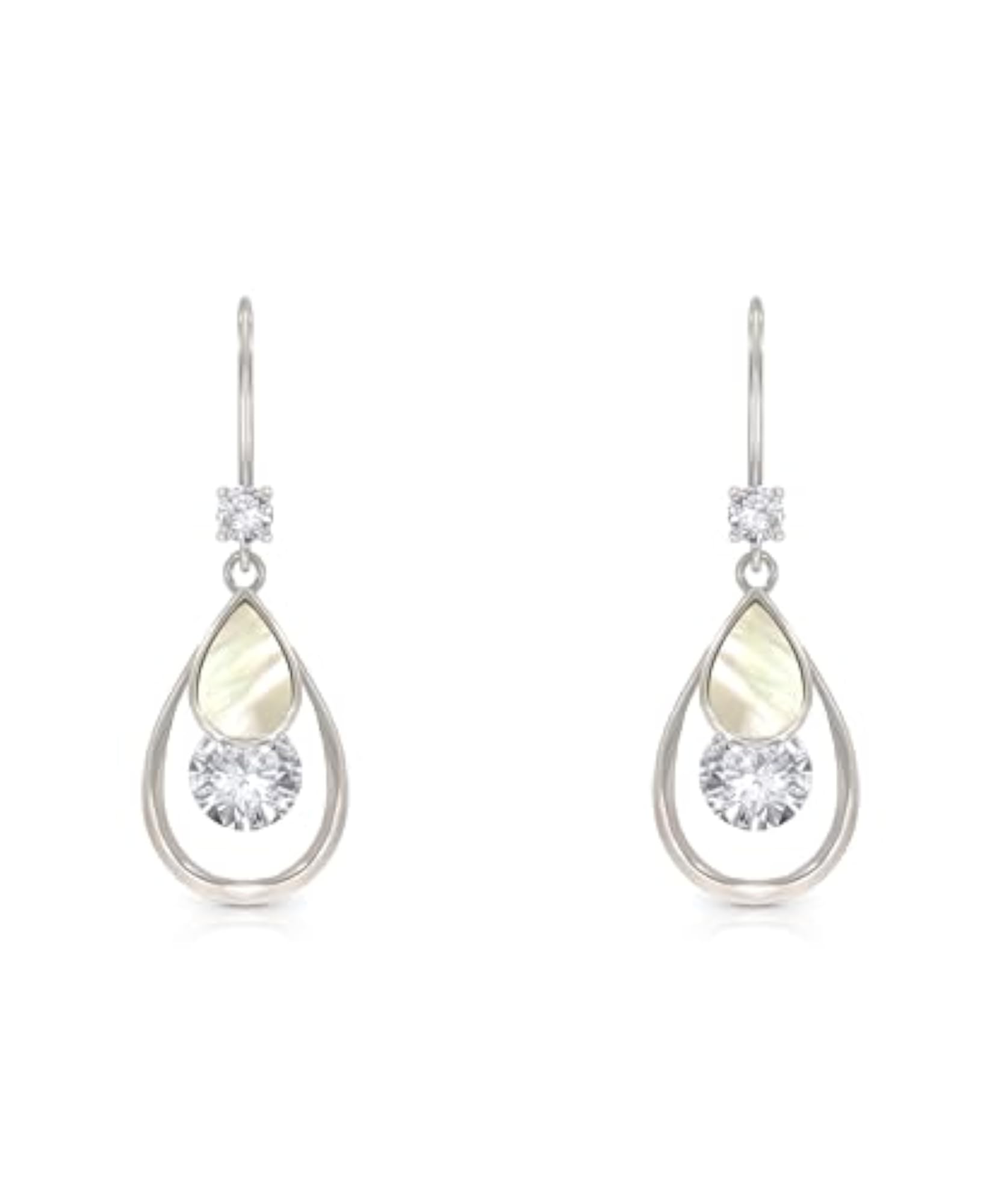 Women's 925 Sterling Silver Pear Dew Drop Dangler Earrings